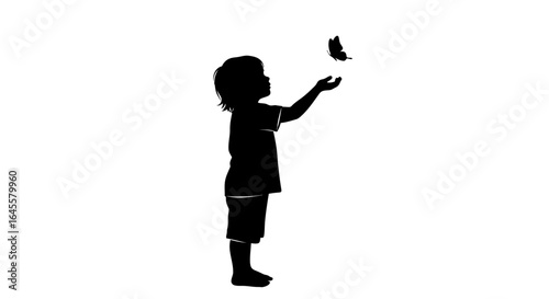 child releasing butterfly a silhouette image representing freedom hope and new beginnings for childrens books websites and branding