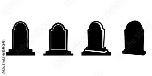 Four simple tombstones, symbols of mortality.