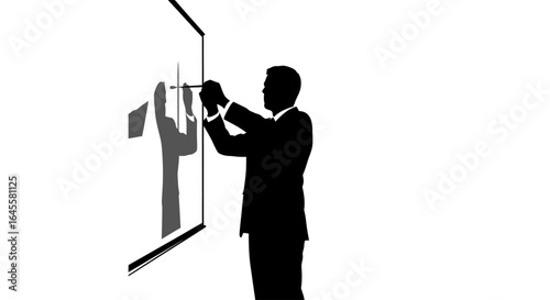 strategic vision businessman planning future success on glass board illustrating collaborative growth and shared goals for business presentations and marketing materials