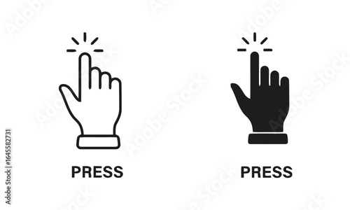 Hand icons, indicating press or click.
