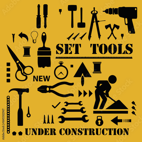 Set of tools, new, under construction.
