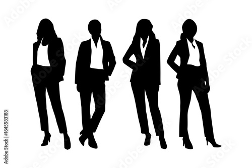 Four women in business suits, poised and confident.
