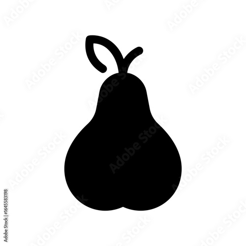 A simple black pear silhouette, ripe and ready to eat.
