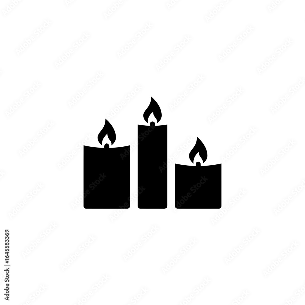 Fototapeta premium Three burning candles, a symbol of light and hope. 