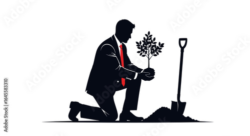 businessman planting a sapling nurturing growth investing in the future and cultivating longterm success