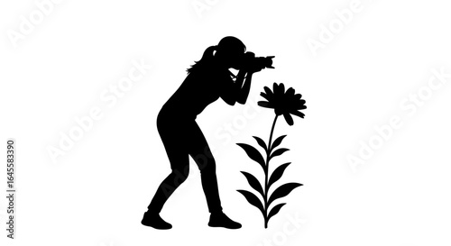 photographer captures delicate beauty silhouette of a woman shooting a flower perfect for nature photography and creative projects