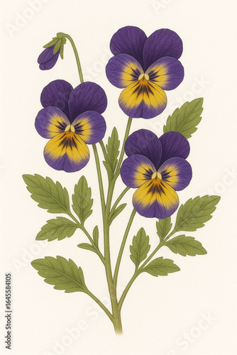 Illustration of Pansy Flowers