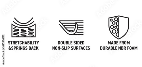 Yoga mat bold icons - Stretchability, Springs-Back, 2-Sided Non-slip, Durable NBR foam