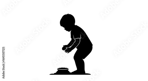 childs play silhouette of a toddler engaging in sandbox fun perfect for educational resources childrens books or playful designs