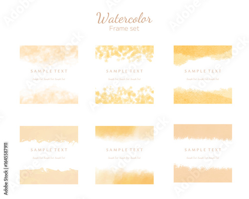 水彩テクスチャのフレームセット　パステルカラー　オレンジ系