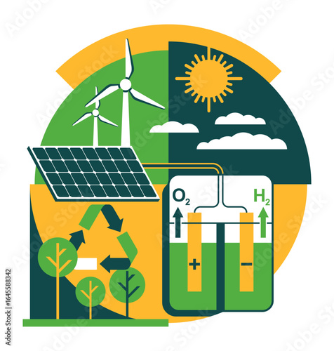 Green hydrogen produced by the electrolysis of water, using renewable energy