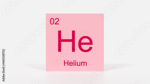 Helium Element 3D Render - Periodic Table Box with Atomic Number 2, Scientific Education, Chemistry Classroom, Modern Science Poster, and Laboratory Wall Art