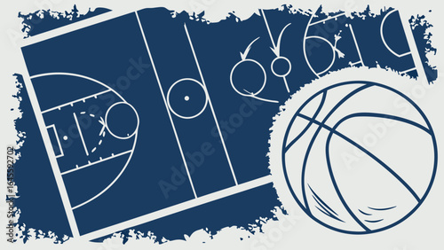 Basketball Court and Ball Graphic Design.