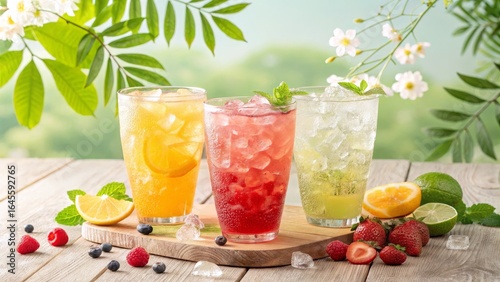 Three Iced Fruit Teas Summe...