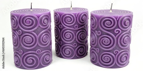 Three Purple Swirl Candles ...