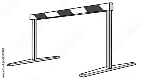 Black and White Track Hurdle Obstacle Illustration.