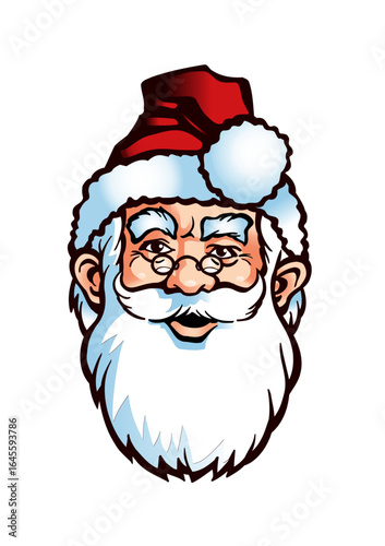 Santa Claus (Father Christmas) with glasses and  a big white beard