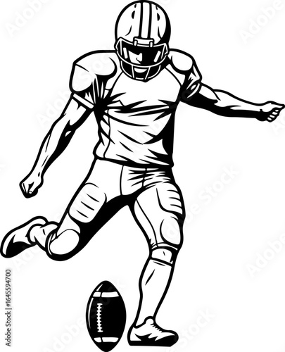 American Football Player Kicking the Ball