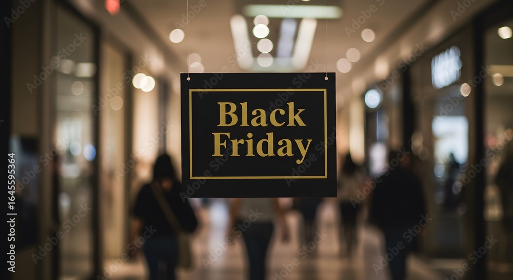 Fototapeta premium Black Friday Sale Sign in Mall Shopping Center Promotion