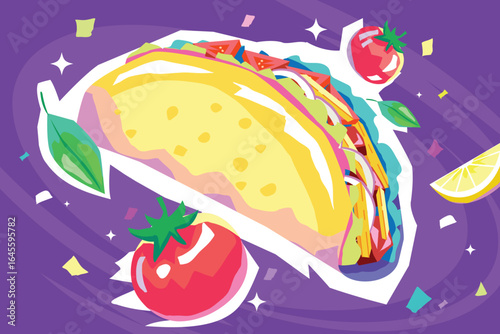 Flat Hand Drawn Design Composition of Tacos