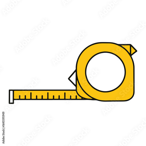 Yellow tape measure tool for construction vector illustration