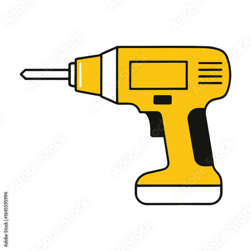 Modern yellow cordless drill vector