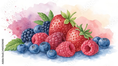 Watercolor Berries Composit...