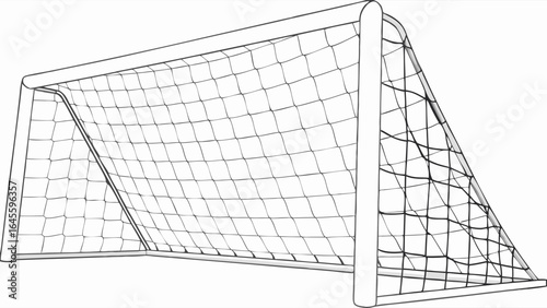 Illustration of a Soccer Goal with Netting and White Frame.