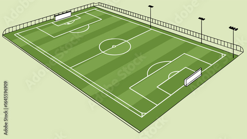 Isometric View of a Soccer Field Illustration 1.