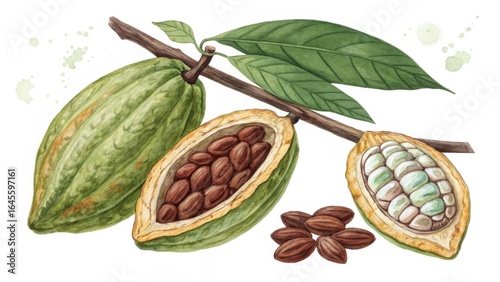 Watercolor Cocoa Pods Compo...