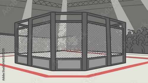 Octagon MMA Cage in an Arena Setting.