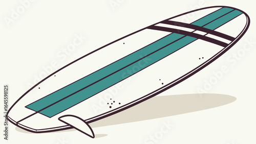 Retro Surfboard Illustration with Teal Stripe and Dark Brown Accents.