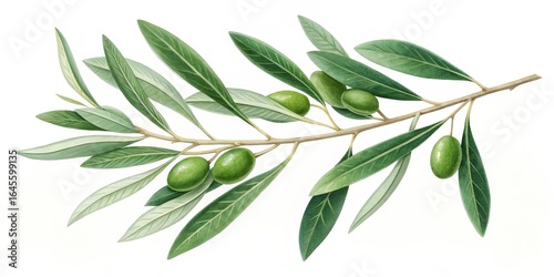 Watercolor Olive Branch Botanical Illustration, Green Olives, Leaves, Nature, Olive Tree Olive Branch, Botanical Art