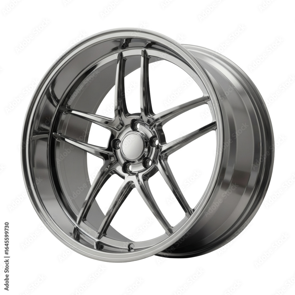 Obraz premium Polished Chrome Aftermarket Car Wheel Rim - High-Resolution Studio Shot