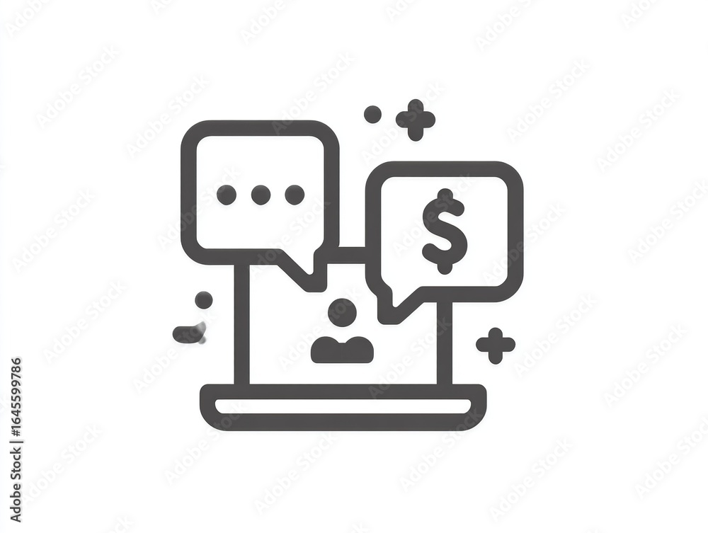 Fototapeta premium Online Business Communication Icon: Financial Discussion in Virtual Context