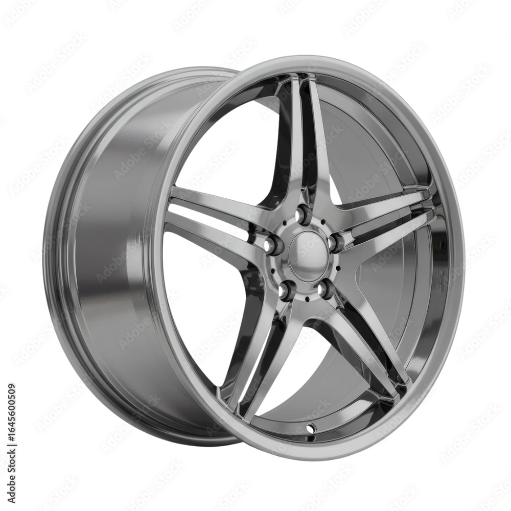 Obraz premium Polished Chrome Five Spoke Alloy Wheel Rim - High Detail Studio Shot