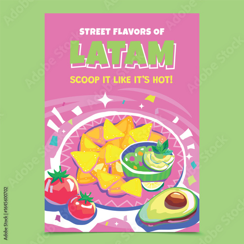 Hand Drawn Flat Traditional Latin American Food and Culinary Culture Poster