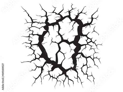 Cracked earth, a symbol of destruction and fracture.
