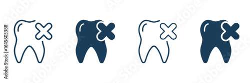 Teeth with a cross, indicating dental problems.