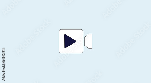 Videography Icon: A simple and modern video camera icon with a play button on a pale, minimalist background.
