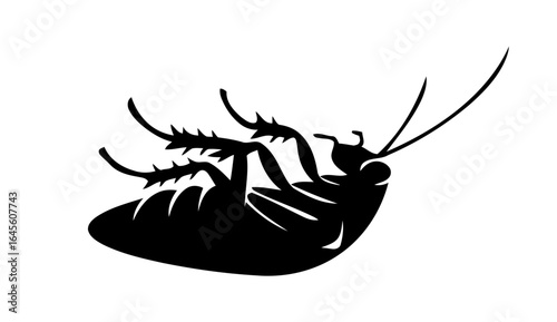 Dead cockroach silhouette, lifeless insect.
