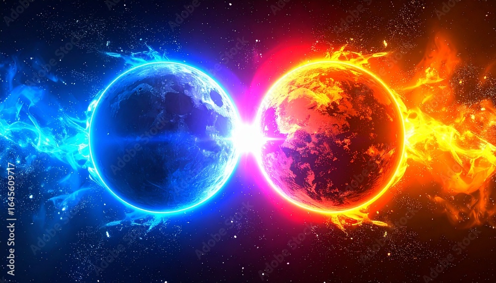 Obraz premium futuristic illustration of an exploding planets