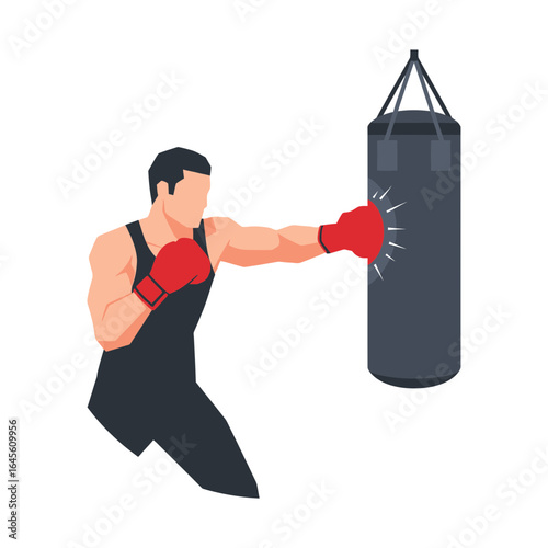 A person in boxing gloves punches a heavy bag during a workout.