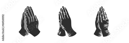 Hands clasped in prayer, a symbol of supplication.