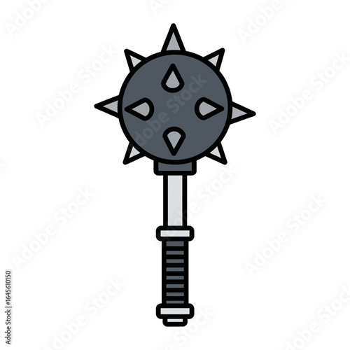 A medieval mace weapon with a spiked ball head and a handle.