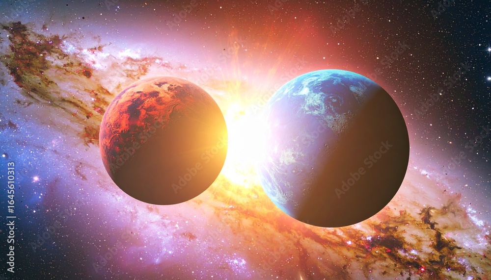 Fototapeta premium futuristic illustration of an exploding planet