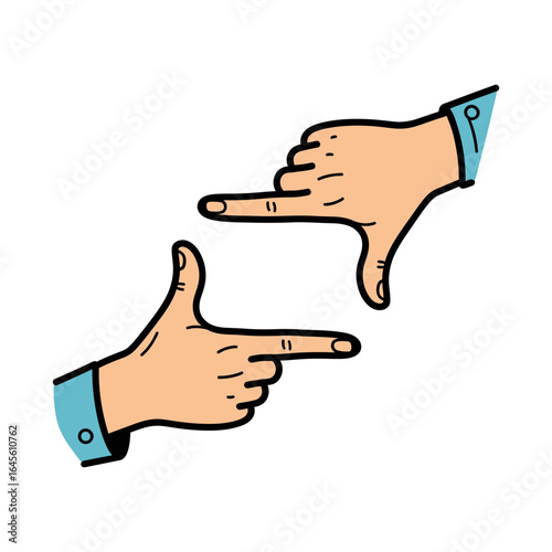 Two hands forming a frame gesture with fingers pointing towards each other.
