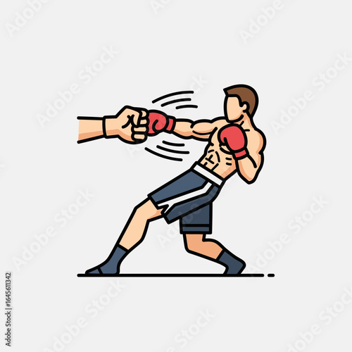 Boxer throwing a punch at a gloved hand in a boxing stance.