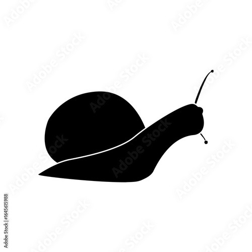 Silhouette of a snail, slow and steady.
