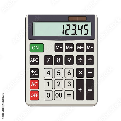 An isolated vector illustration of a digital electronic calculator, a fundamental tool for business, finance, and mathematical computation.